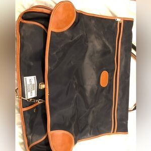Vintage Royal Cophegan navy with brown trim travel garment hanging bag